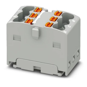   Elosztóblokk PTFIX 6X1,5-G GY, 0,14-2,5mm2,szürke, 17,5 A, 450V, NS 15, ragasztható, 3002798