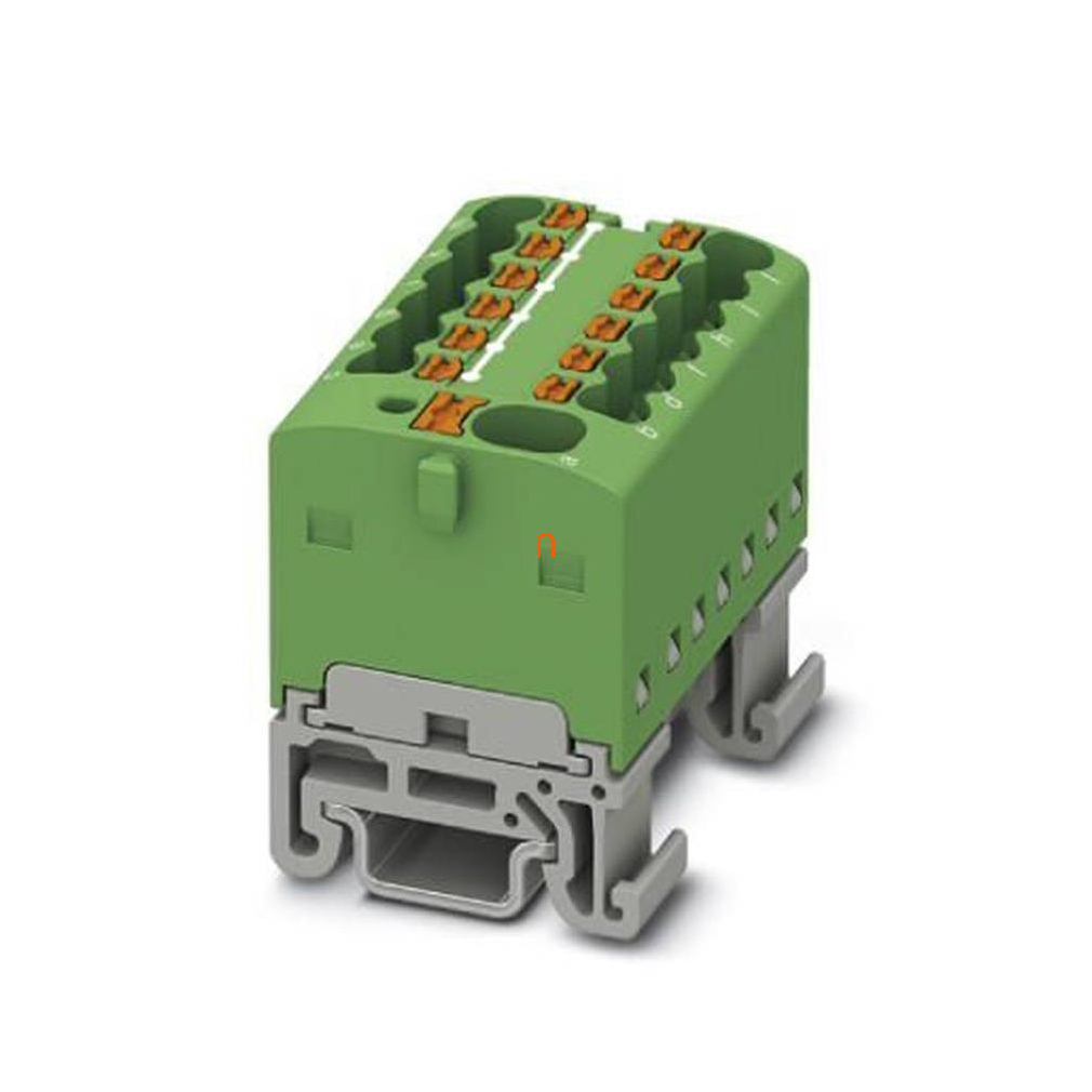Elosztóblokk PTFIX 4/12X1,5-NS15A GN, 0,14-2,5mm2, 41/17,5 A 500 V NS 15, rugós csatlakozás, 1046989