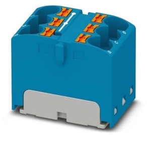  Elosztóblokk PTFIX 6X4 BU, 0,2-6mm2, 32 A 450 V sínre szerelhető, pattintható csatlakozás, 3273792