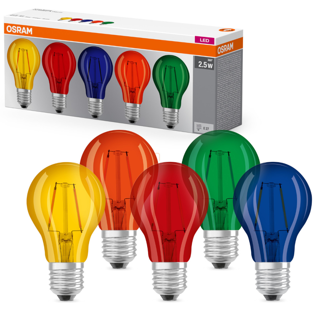 Osram E27 dekor LED 2,5W színes üveg, 5 darabos -Star Decor Classic A