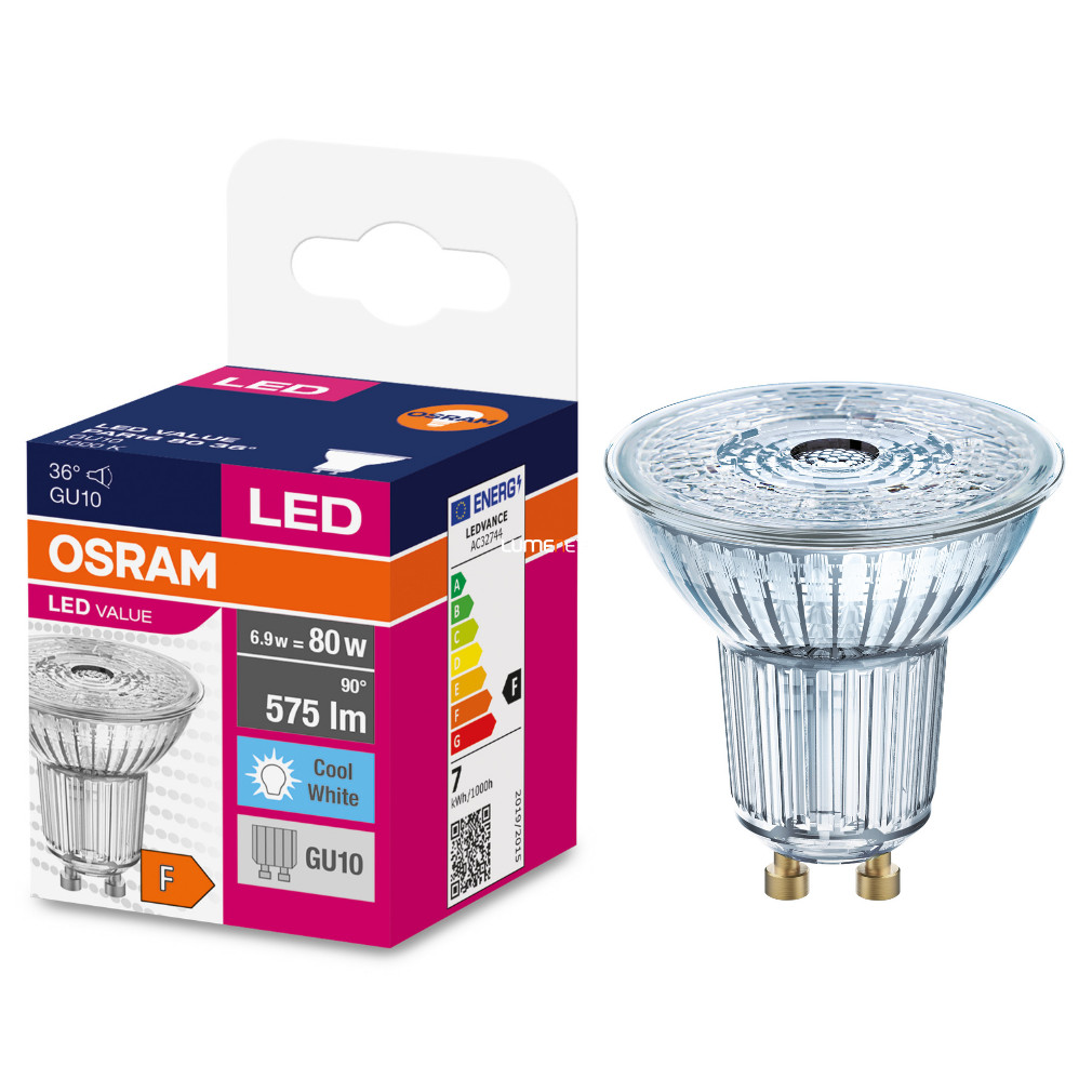 Osram GU10 LED Value 6,9W 575lm 4000K hidegfehér 36° - 80W izzó helyett