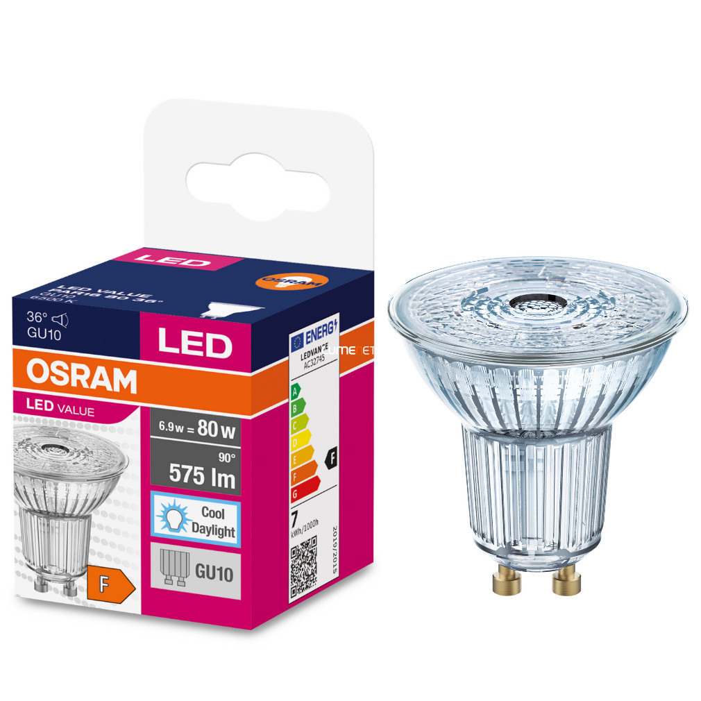 Osram GU10 LED Value 6,9W 575lm 6500K daylight 36° - 80W izzó helyett