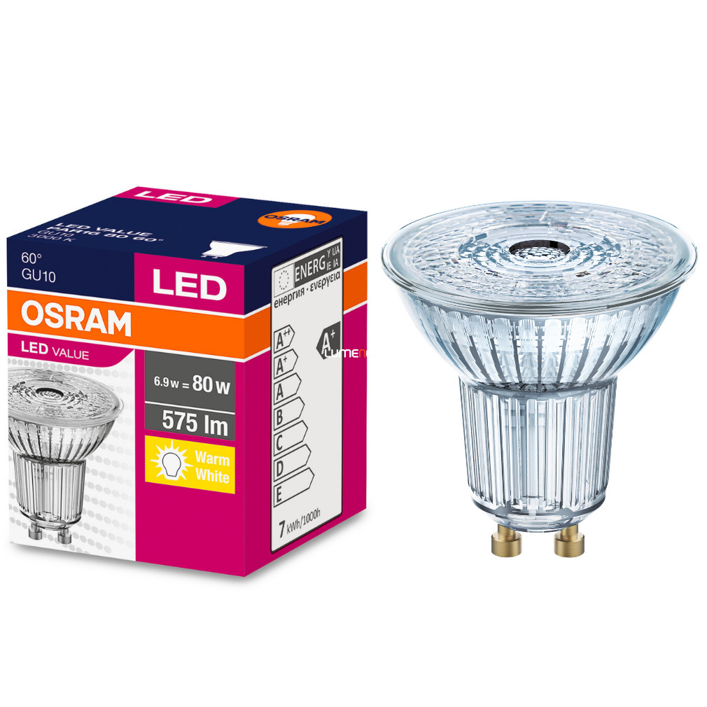 Osram GU10 LED Value 6,9W 575lm 3000K semlegesfehér 60° - 80W izzó helyett