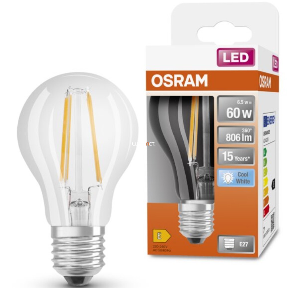 Osram E27 LED Star 6,5W 806lm 4000K hidegfehér 300° - 60W izzó helyett