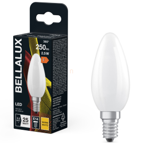   Bellalux E14 LED gyertya, 2,5W, 250 lm, 2700 K, melegfehér, opál üveg-25 W izzó helyett - Classic B