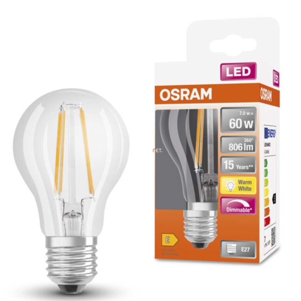 Osram E27 LED SStar 8,5W 806lm 2700K melegfehér, szabályozható 320° - 60W izzó helyett