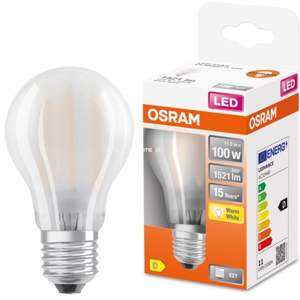 Osram E27 LED Star 11W 1521lm 2700K melegfehér 320° opál - 100W izzó helyett