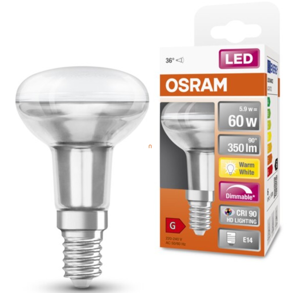 Osram E14 R50 LED SStar 5,9W 350lm 2700K melegfehér, szabályozható 36° - 60W izzó helyett