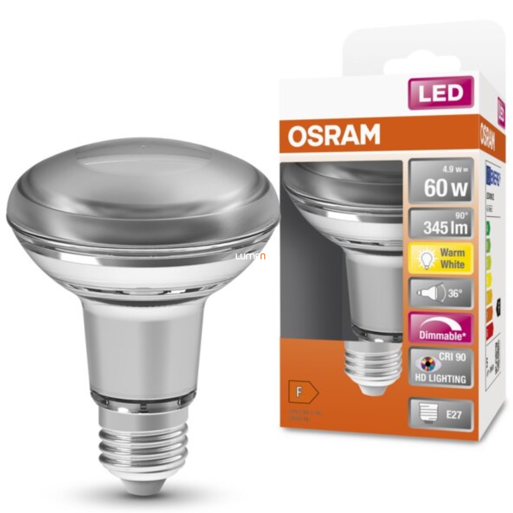 Osram E27 R63 LED SStar 5,9W 350lm 2700K melegfehér, szabályozható 36° - 60W izzó helyett