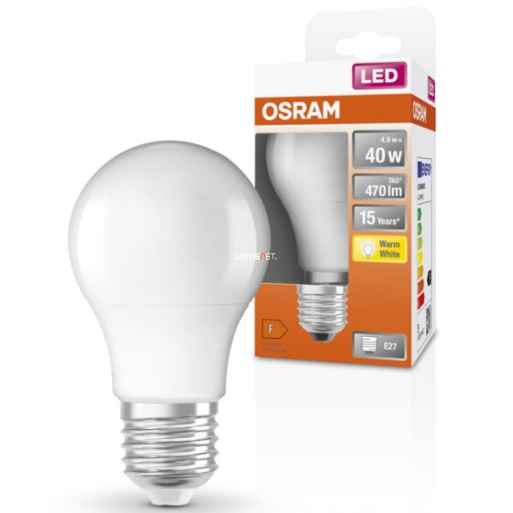 Osram E27 LED Star 4,9W 470lm 2700K melegfehér 200° - 40W izzó helyett
