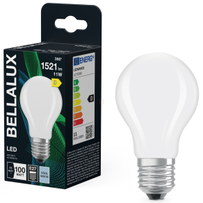   Bellalux E27 LED, 11W, 1521 lm, 4000 K, hidegfehér, opál üveg-100 W normál izzó helyett - Classic A