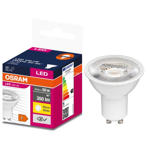 Osram GU10 LED Value 5W 350lm 2700K melegfehér 36° - 50W izzó helyett