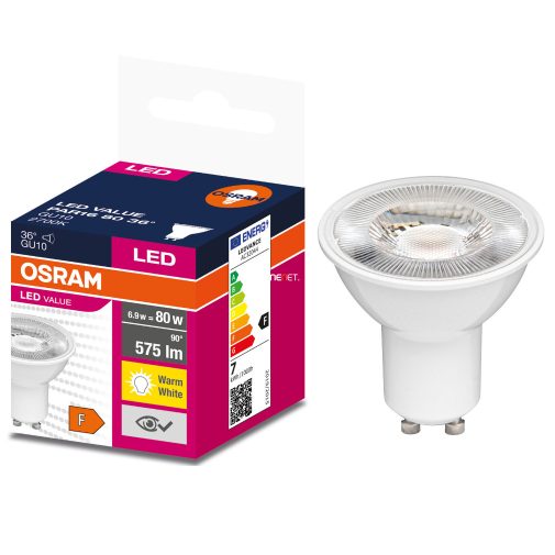Osram GU10 LED Value 6,9W 575lm 2700K melegfehér 36° - 80W izzó helyett