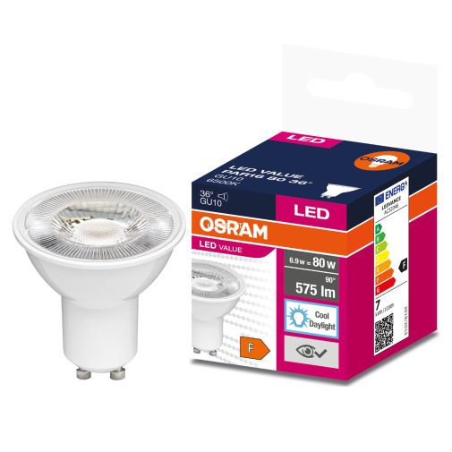Osram GU10 LED Value 6,9W 575lm 6500K daylight 36° - 80W izzó helyett