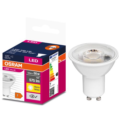 Osram GU10 LED Value 6,9W 575lm 2700K melegfehér 120° - 50W izzó helyett