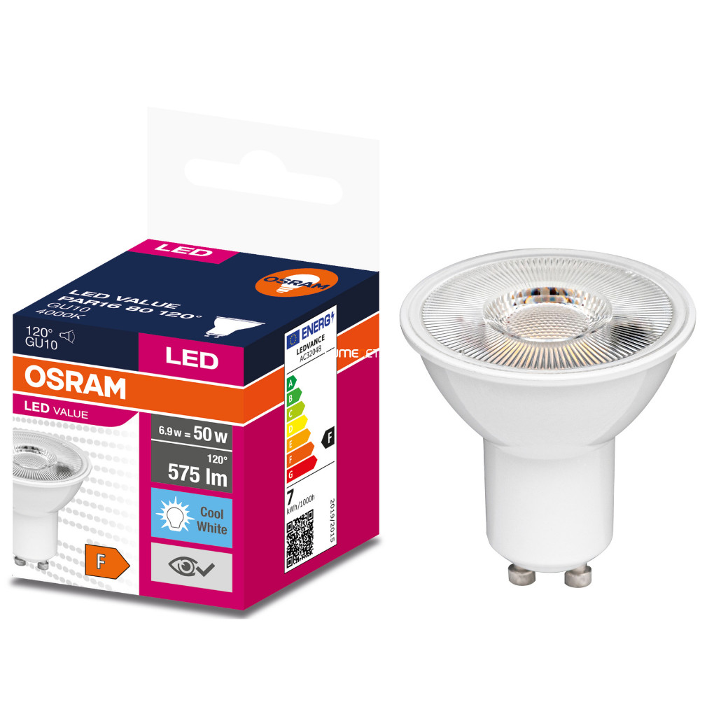 Osram GU10 LED Value 6,9W 575lm 4000K hidegfehér 120° - 50W izzó helyett