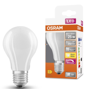   Osram E27 LED SStar 2,8W 250lm 2700K melegfehér, szabályozható 320° opál - 25W izzó helyett