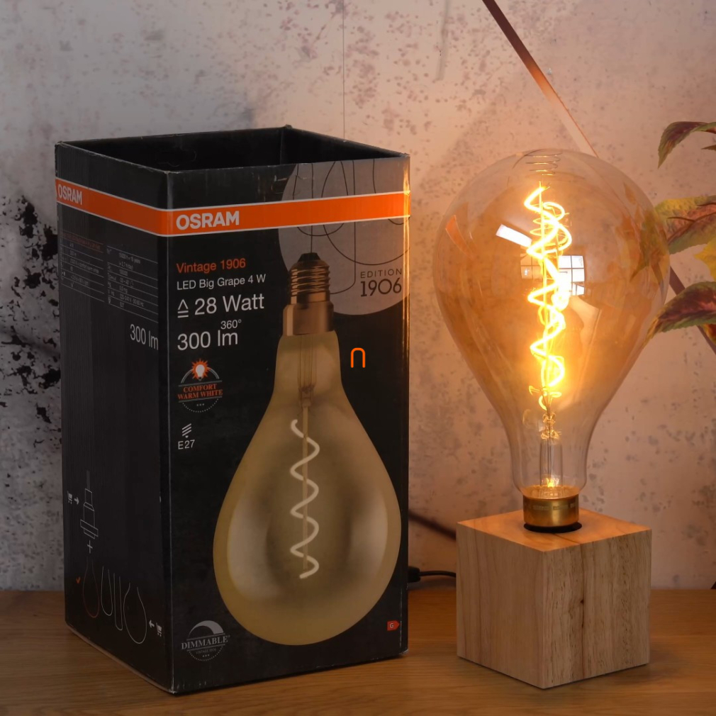 Osram Vintage Grape E27 4W 300lm 2000K szabályozható, brostyán - 28W izzó helyett