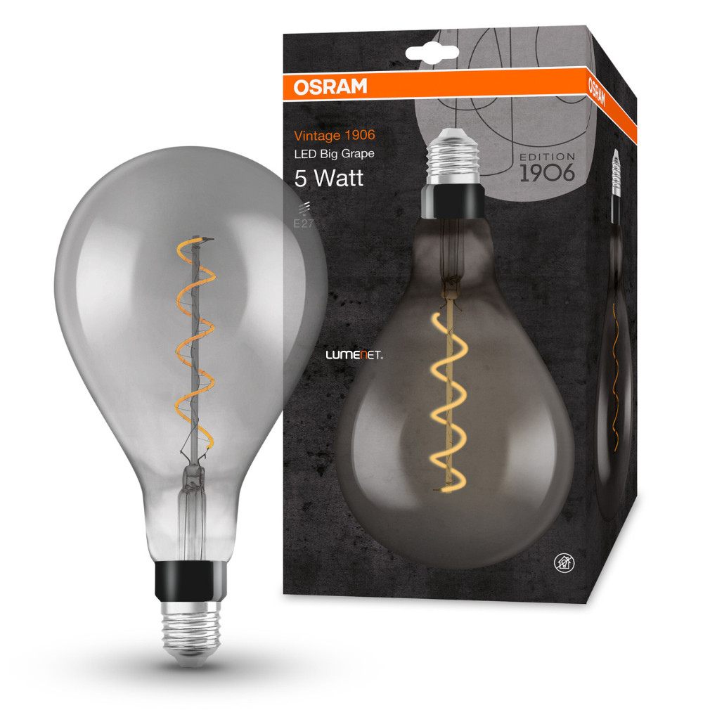 Osram Vintage Big Grape E27 4W 140lm 1800K, smoke - 16W izzó helyett