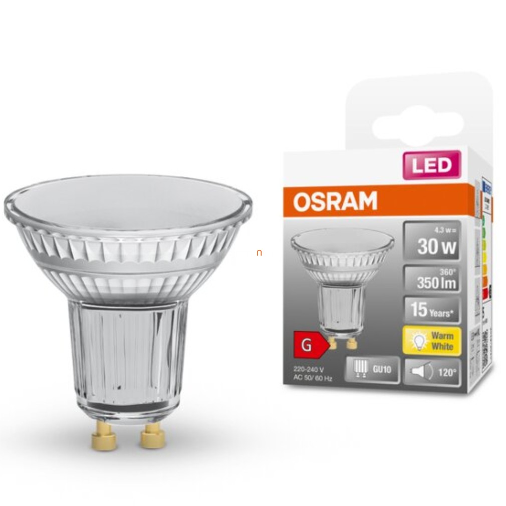 Osram GU10 LED Star 4,3W 350lm 2700K melegfehér 120° - 30W izzó helyett