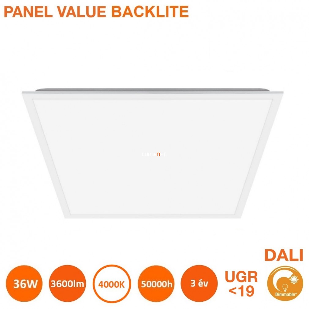 Ledvance Value Backlite DALI LED panel 600 UGR<19 36W 4000K 3600lm 595x595mm (3x18W)
