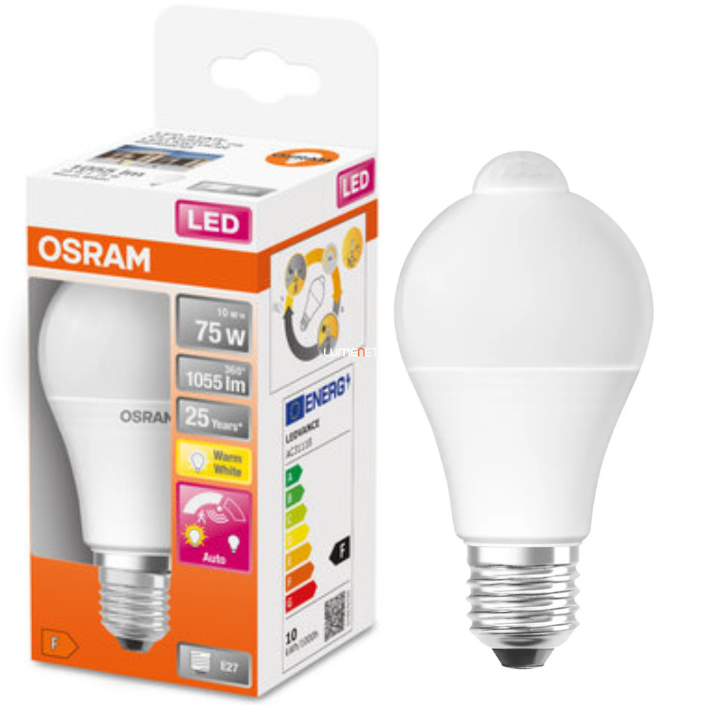 Osram E27 LED Star+  10W 1055lm 2700K melegfehér, fény és mozgásérzékelővel - 75W izzó helyett
