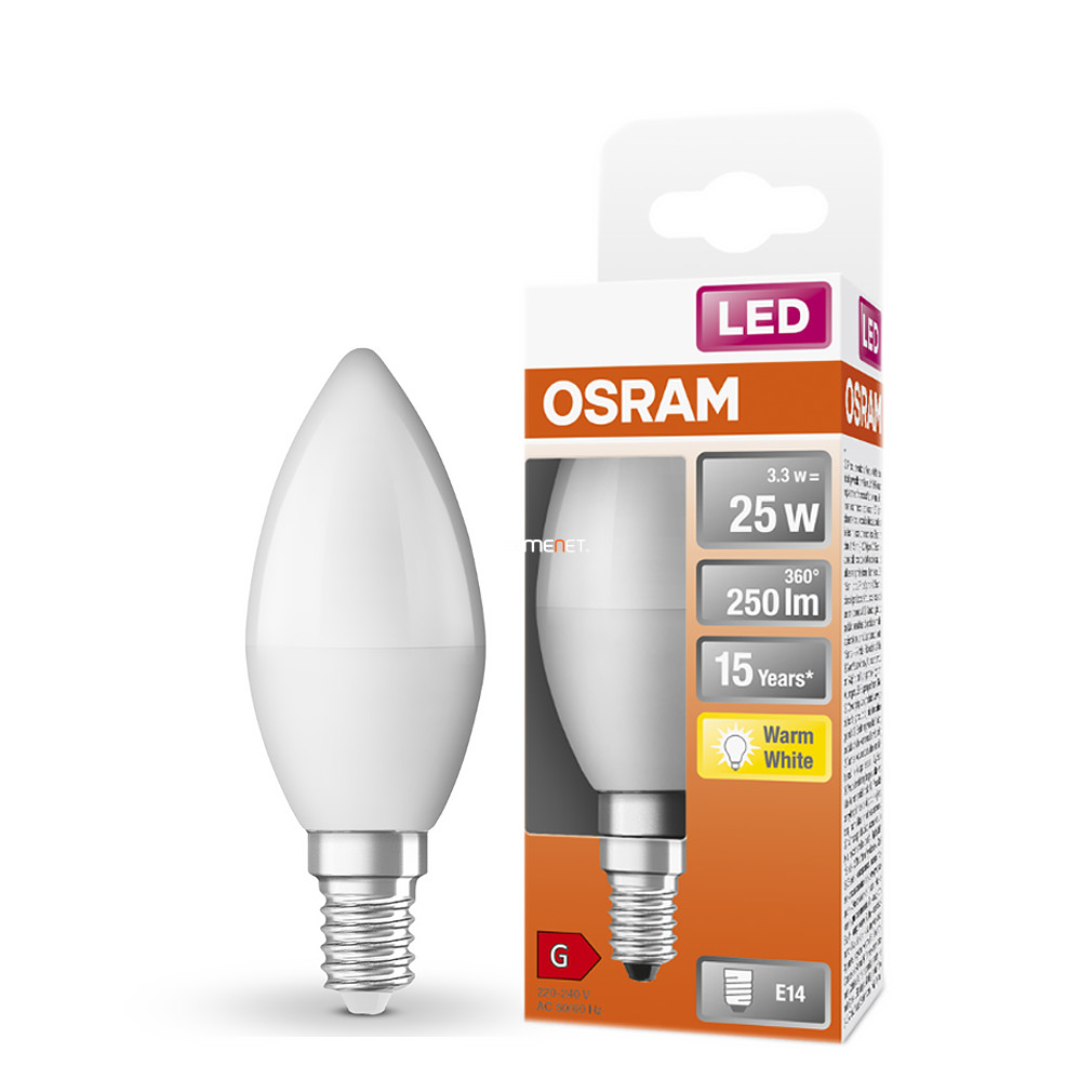 Osram E14 LED Star gyertya 3,3W 250lm 2700K melegfehér 200° - 25W izzó helyett