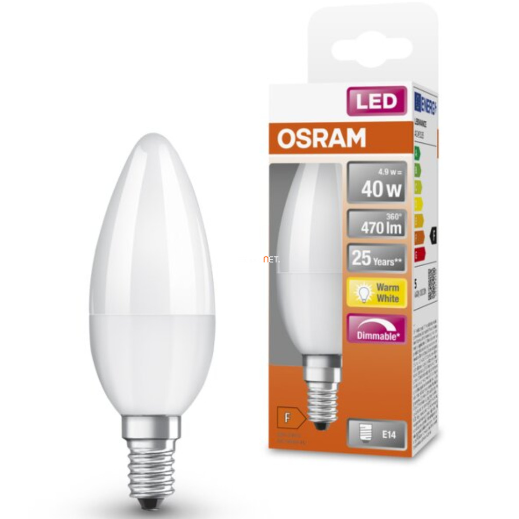 Osram E14 LED SStar gyertya 5W 470lm 2700K melegfehér, szabályozható 280° - 40W izzó helyett