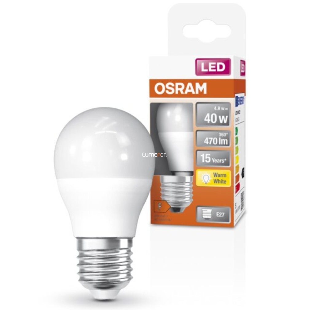 Osram E27 LED Star kisgömb 4,9W 470lm 2700K melegfehér 200° - 40W izzó helyett