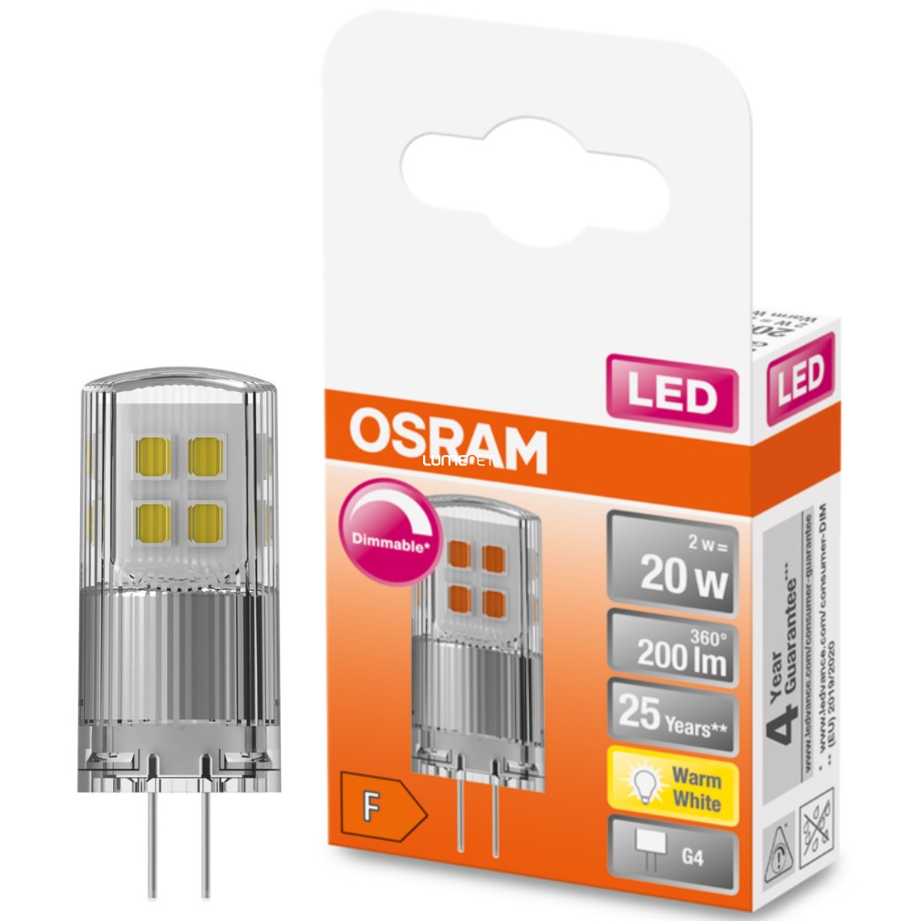 Osram G4 12V LED Special 2W 200lm 2700K melegfehér, szabályozható 320° - 20W izzó helyett