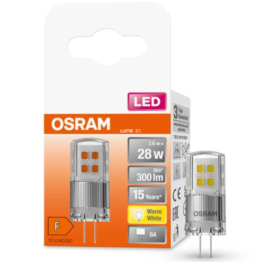 Osram G4 12V LED Special 2,6W 300lm 2700K melegfehér, 320° - 28W izzó helyett