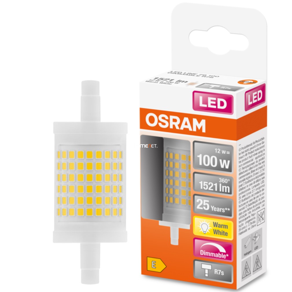 Osram R7s LED Special Line 12W 1521lm 2700K melegfehér, szabályozható 360° - 100W izzó helyett