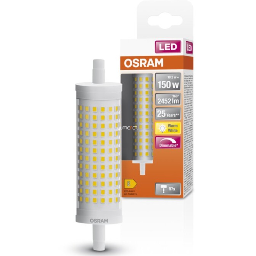 Osram R7s LED Special Line 19W 2452lm 2700K melegfehér, szabályozható 360° - 150W izzó helyett