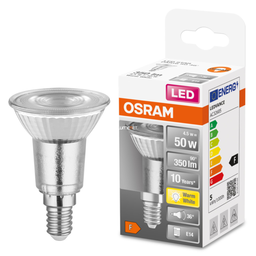 Osram E14 PAR16 LED Star 4,5W 350lm 2700K melegfehér 36° - 50W izzó helyett