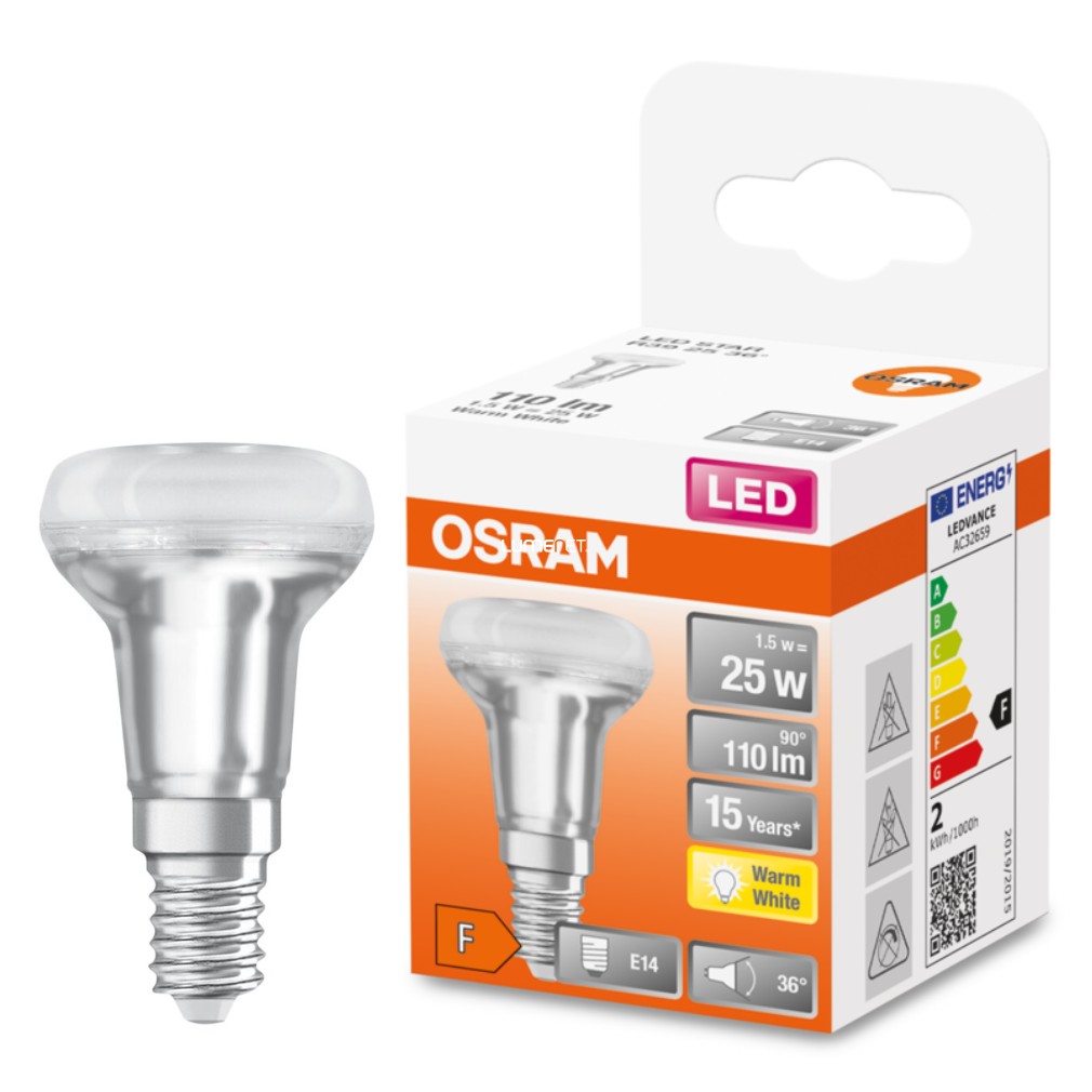 Osram E14 R39 LED Star 1,5W 110lm 2700K melegfehér 36° - 25W izzó helyett