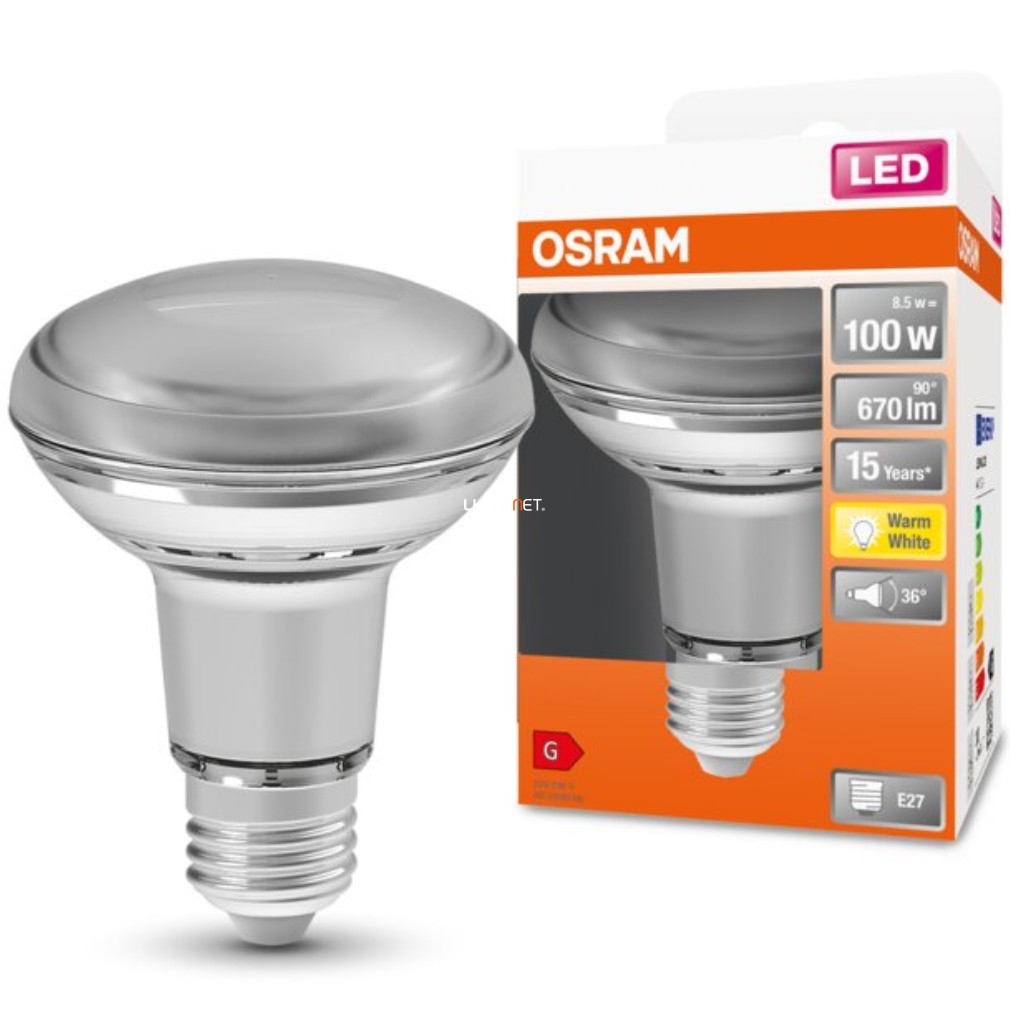 Osram E27 R80 LED Star 9,1W 670lm 2700K melegfehér 36° - 100W izzó helyett