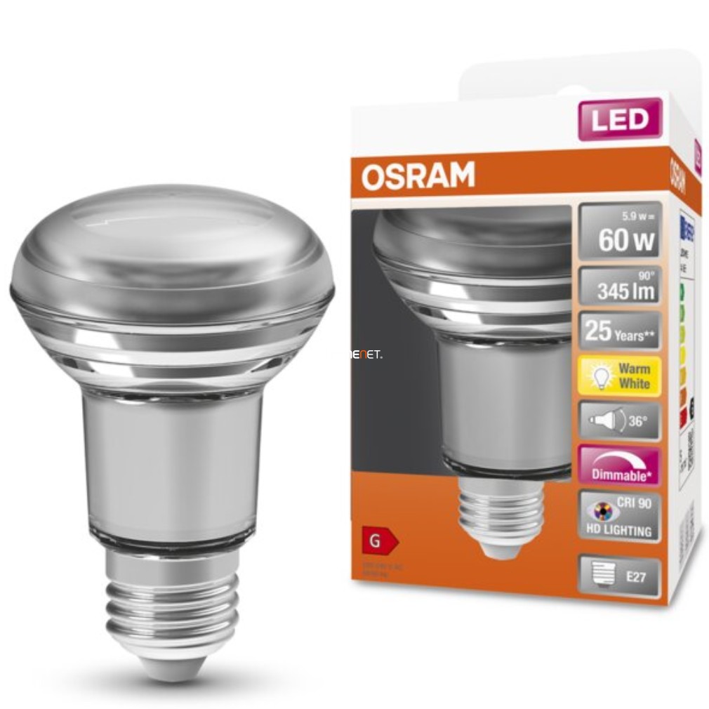Osram E27 R80 LED SStar 5,9W 350lm 2700K melegfehér, szabályozható 36° - 60W izzó helyett