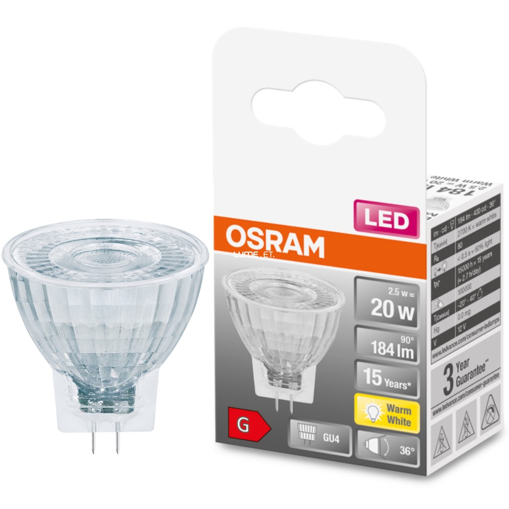 Osram GU4 12V LED Star 2,5W 184lm 2700K melegfehér 36° - 20W izzó helyett