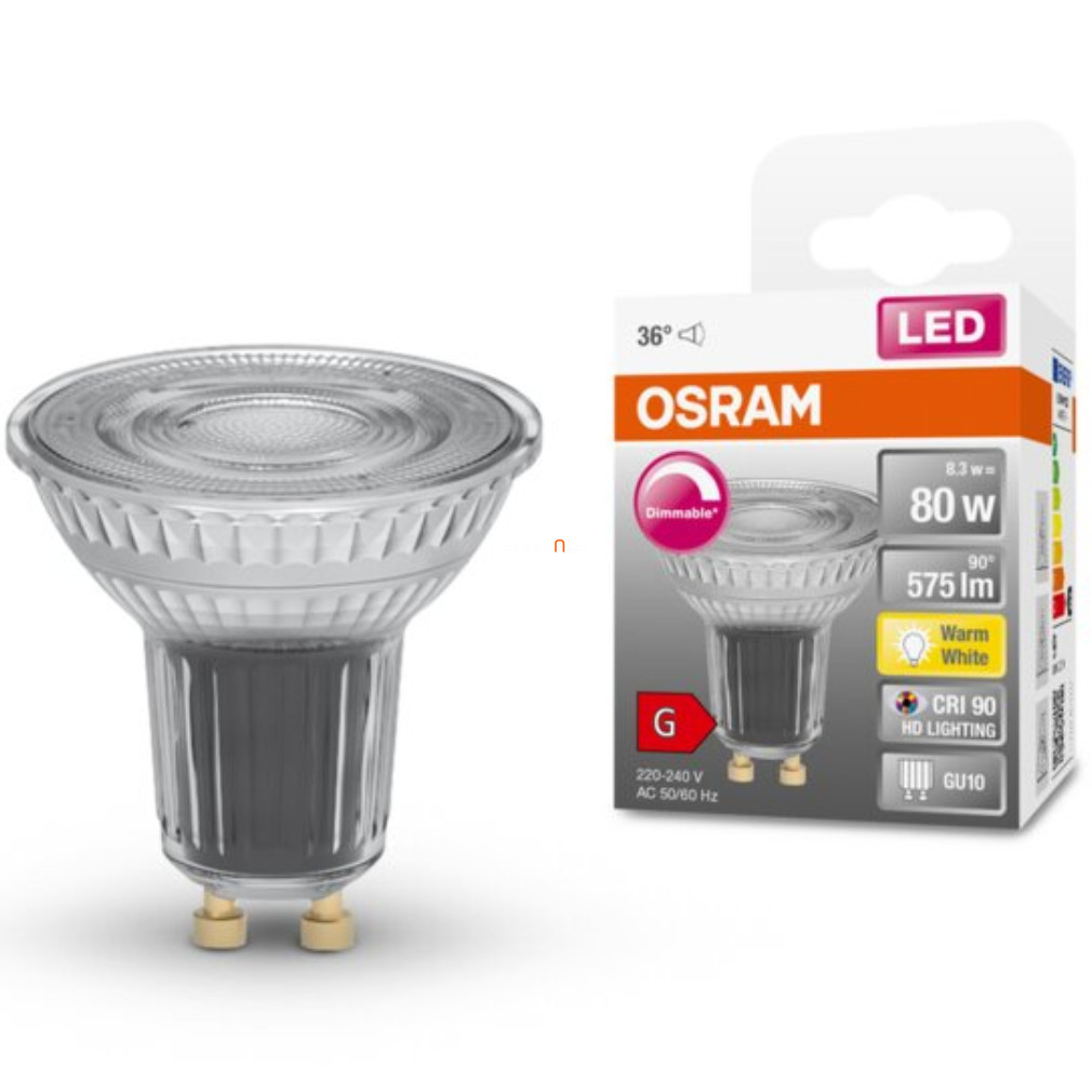 Osram GU10 LED SStar 8,3W 575lm 2700K melegfehér, szabályozható 36° - 80W izzó helyett