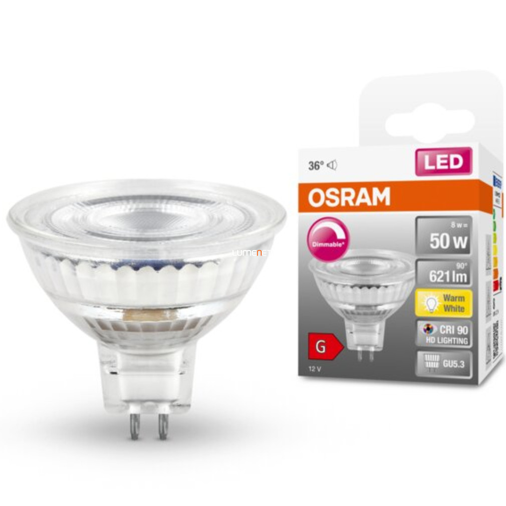 Osram GU5,3 12V LED SStar 8W 621lm 2700K melegfehér, szabályozható 36° - 50W izzó helyett