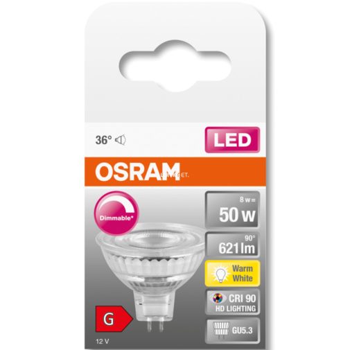 Ampoule Spot LED Ledvance/Osram GU5.3 8W 621Lm 3000K 36º IP20 Dimmable