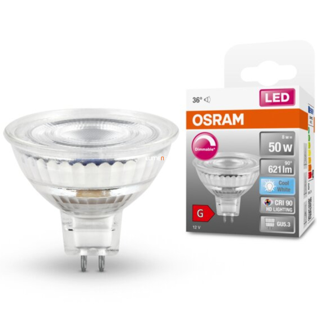 Osram GU5,3 12V LED SStar 8W 621lm 4000K hidegfehér, szabályozható 36° - 50W izzó helyett