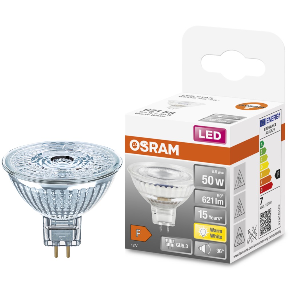 Osram GU5,3 12V LED Star 8W 621lm 2700K melegfehér 36° - 50W izzó helyett