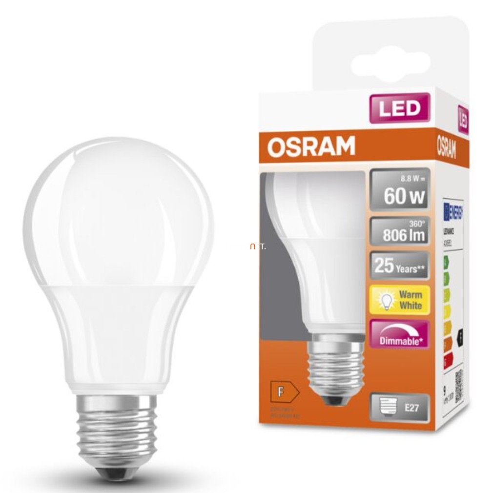 Osram E27 LED SStar 8,8W 806lm 2700K melegfehér, szabályozható 220° - 60W izzó helyett