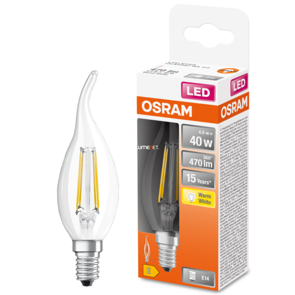 Osram E14 LED Star szélfútta 4W 470lm 2700K melegfehér 300° - 40W izzó helyett