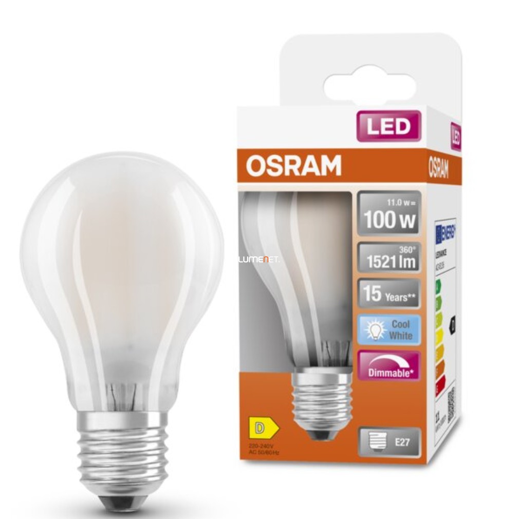Osram E27 LED SStar 11W 1521lm 4000K hidegfehér, szabályozható 320° - 100W izzó helyett