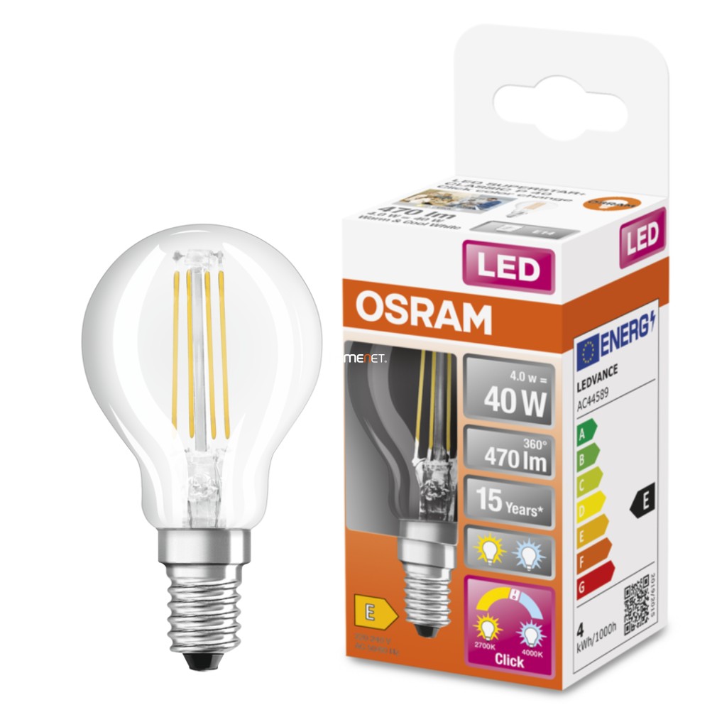 Osram E14 LED Star+ kisgömb 4W 470lm 2700K/4000K 320° - 40W izzó helyett