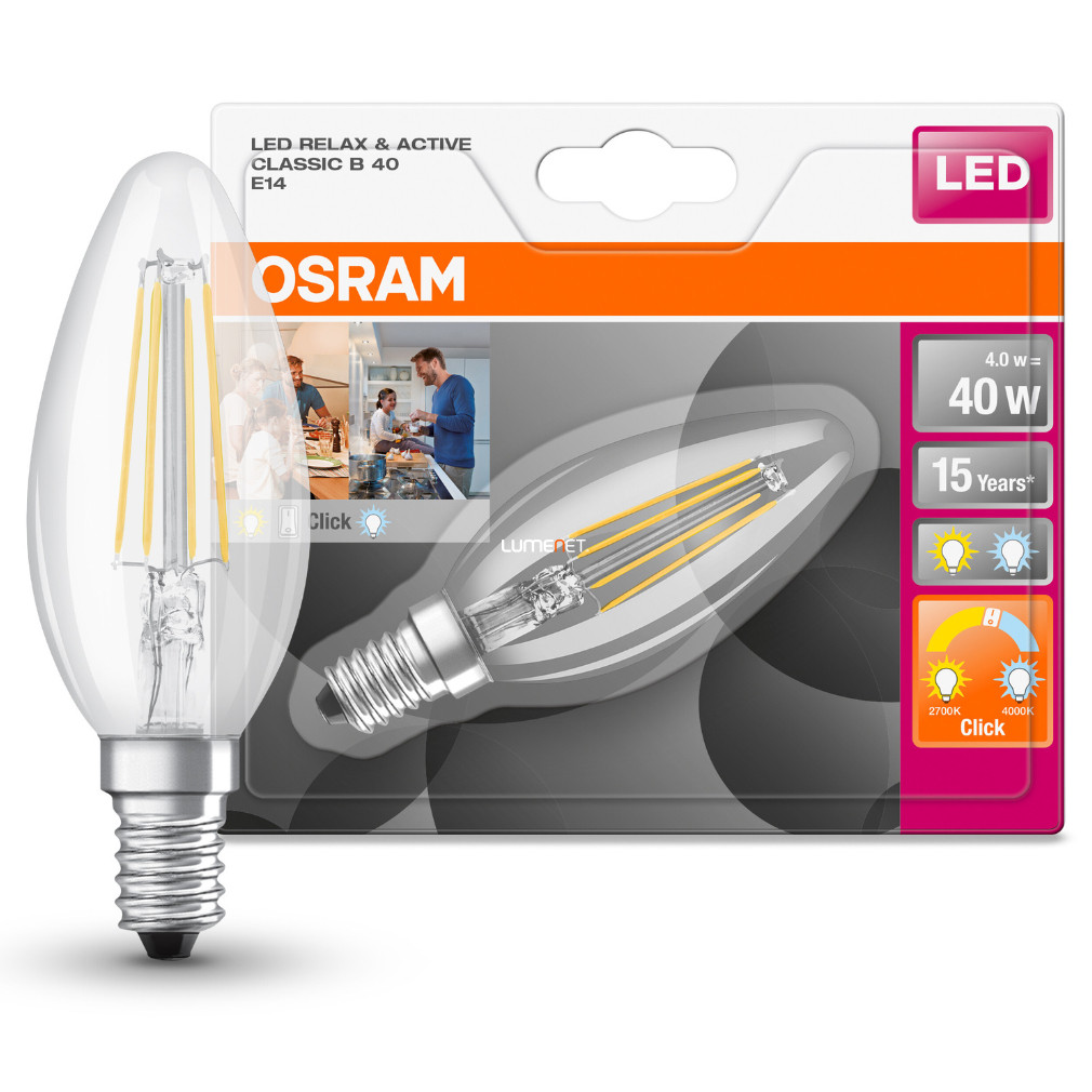 Osram Led Star+ B E14 LED 4W 470lm 2200-2700K - 40W izzó helyett