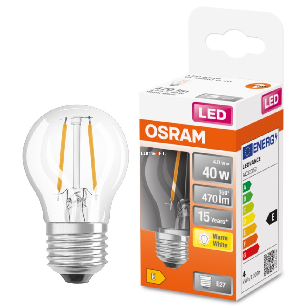 Osram E27 LED Star kisgömb 4W 470lm 2700K melegfehér 300° - 40W izzó helyett