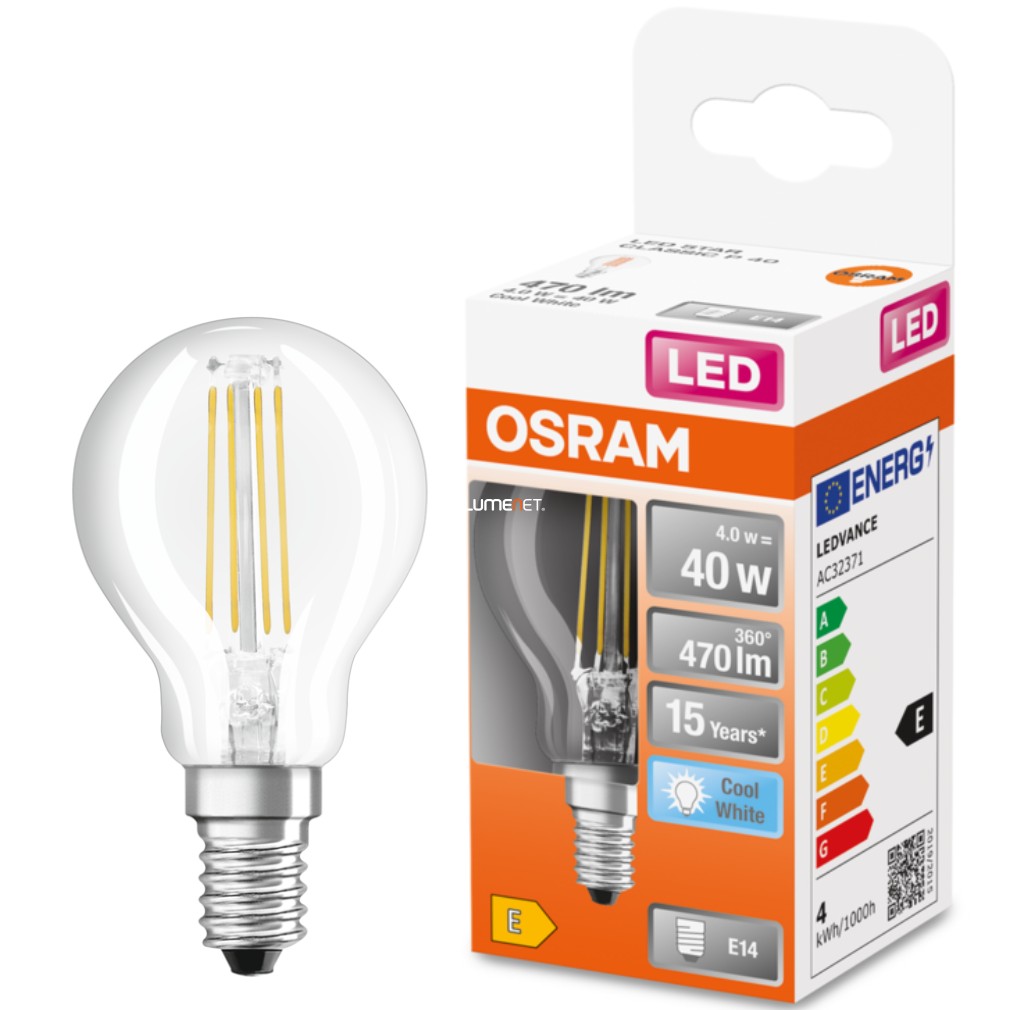 Osram E14 LED Star kisgömb 4W 470lm 4000K hidegfehér 300° - 40W izzó helyett